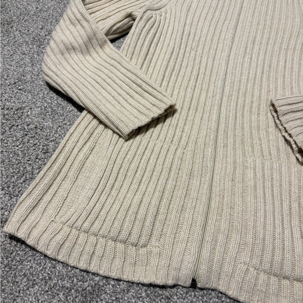 MaxMara Ribbed Full Zip Cashmere‎ & Wool Winter Fall Sweater Women's Size Medium - Picture 3 of 12